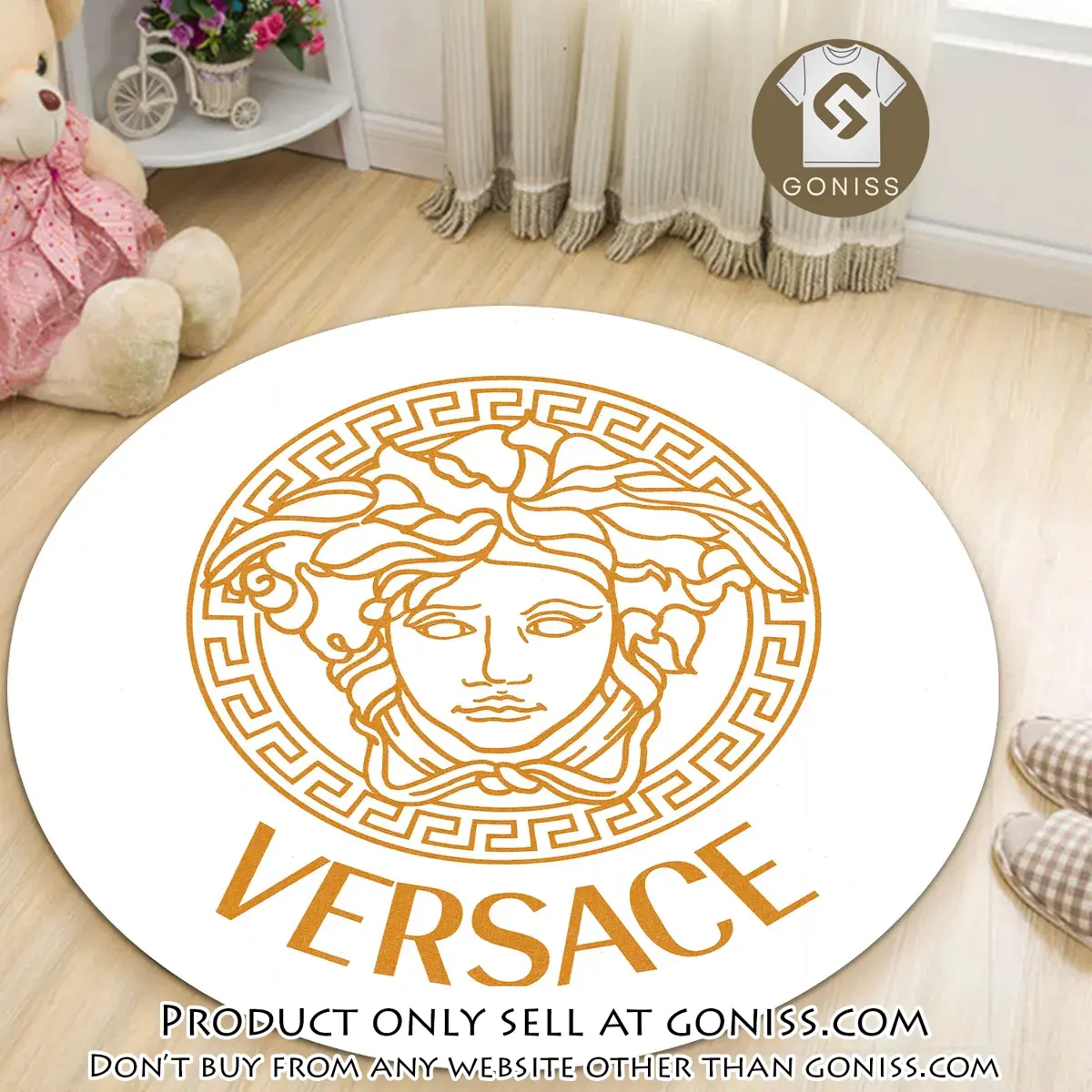 Versace medusa white luxury brand round rug carpet home decor gn0131061